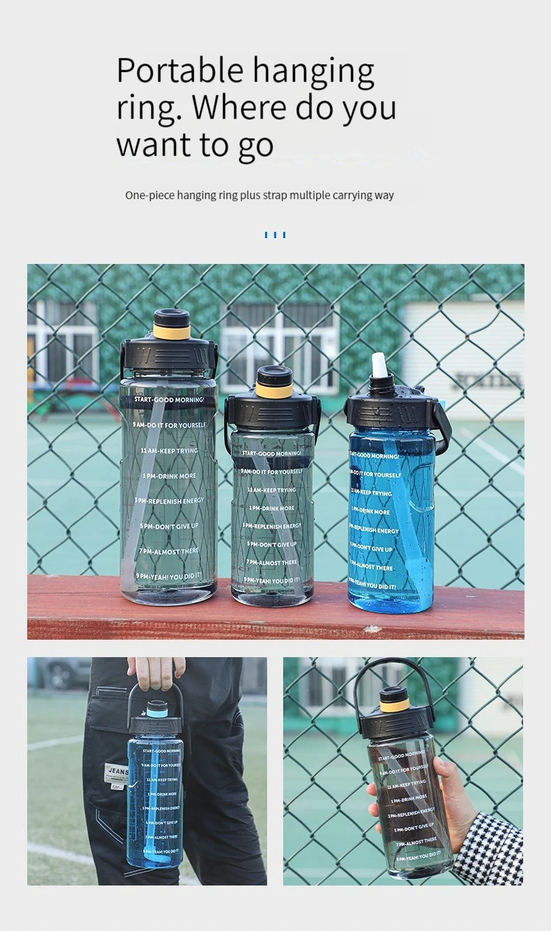 Motivational Water Bottle with Straw - 2L